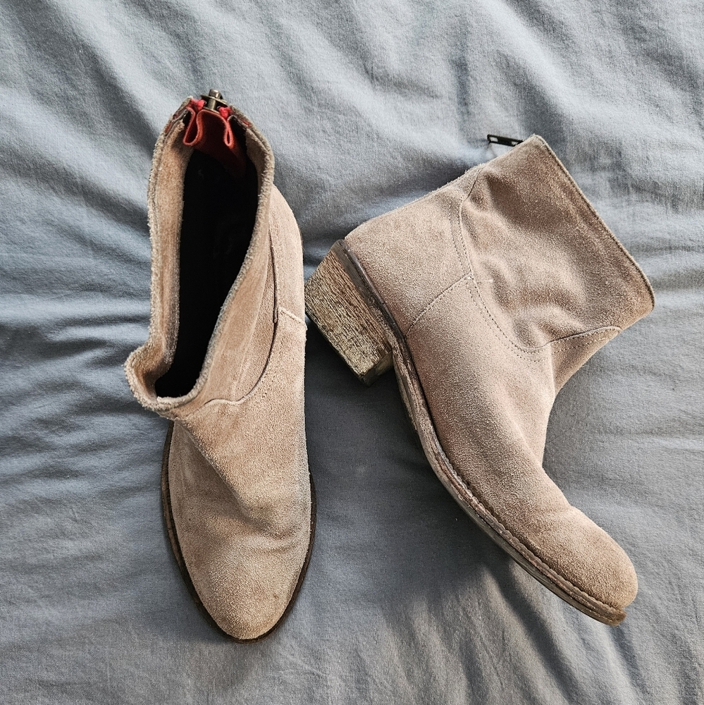 Browns 38 7.5 suede Leather booties ankle boots 7 1/2 - Picture 3 of 9